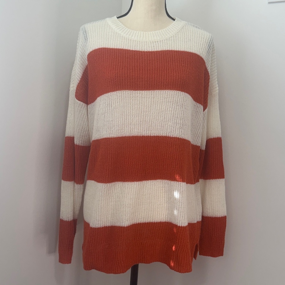 Staccato Cream Knit Striped Sweater.  Sz L